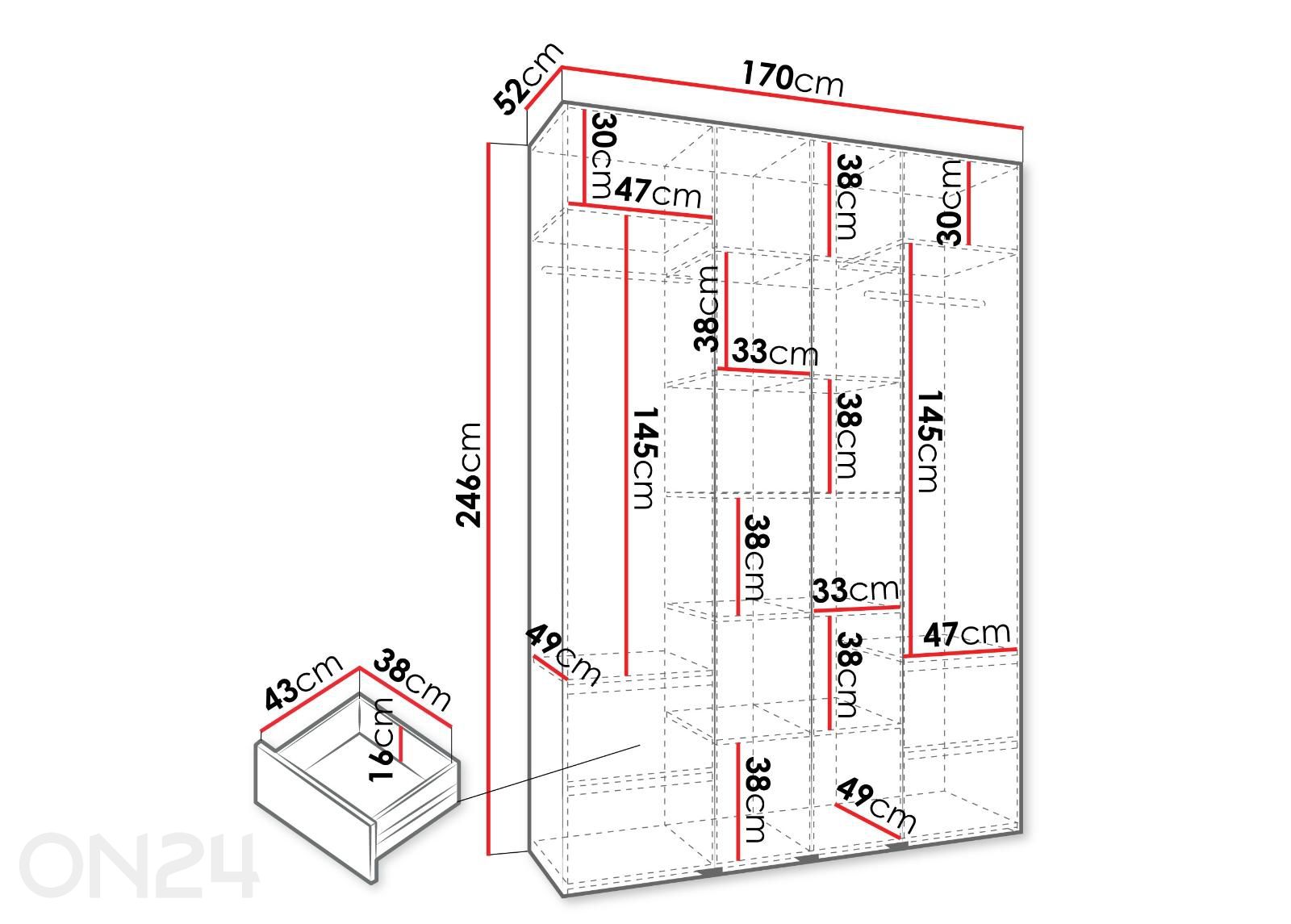Шкаф Como III 170 см увеличить размеры