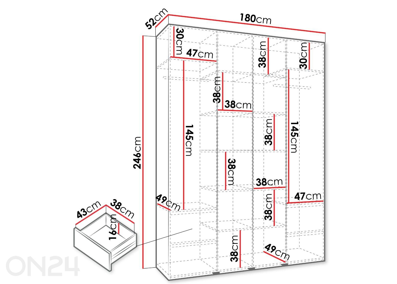 Шкаф Como III 180 см увеличить размеры
