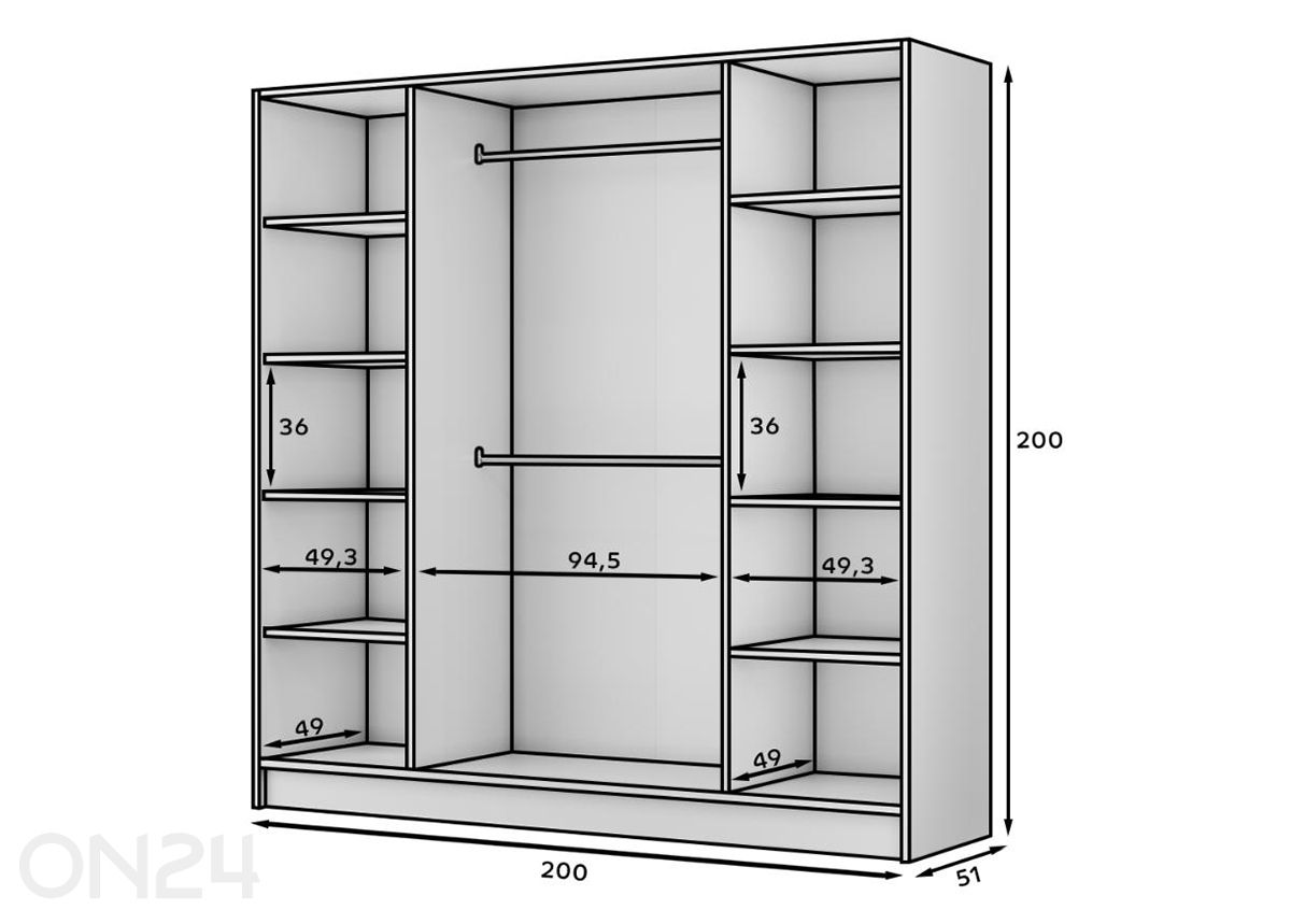 Шкаф Palladio 200 см увеличить размеры