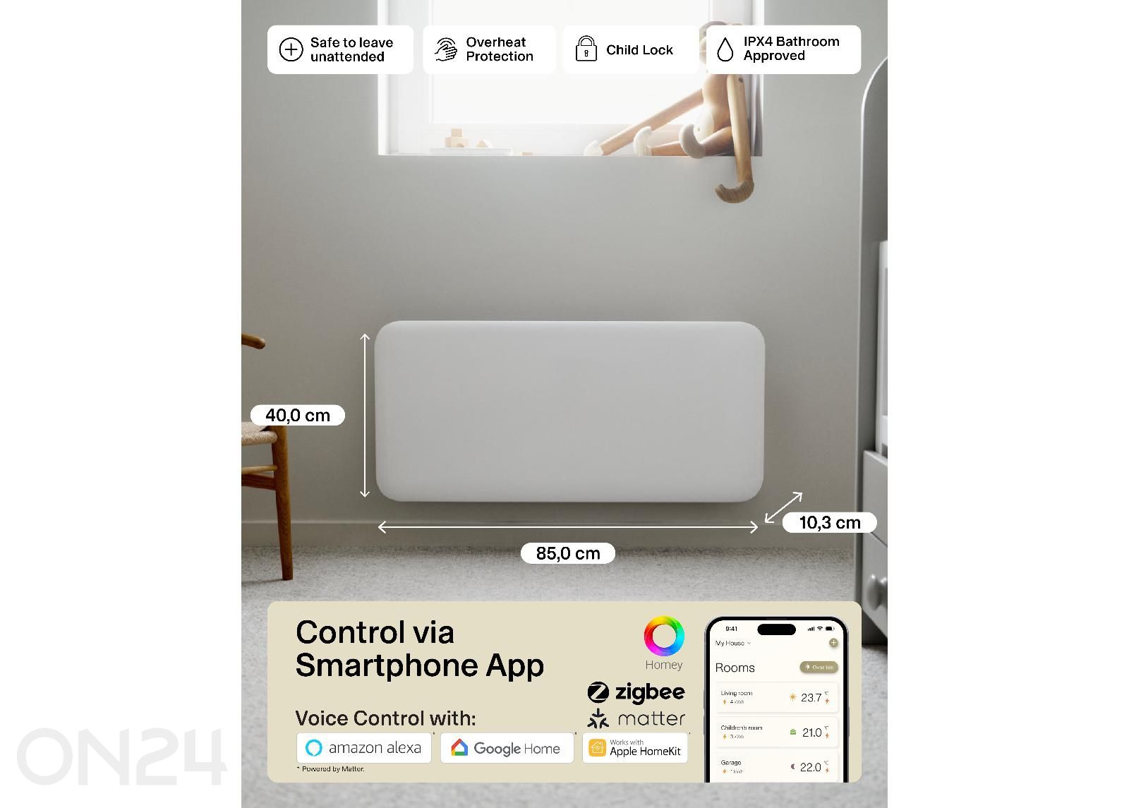 Электрический радиатор Mill Invisible Smart WiFi Gen.4 PA1500WIFI4 увеличить размеры