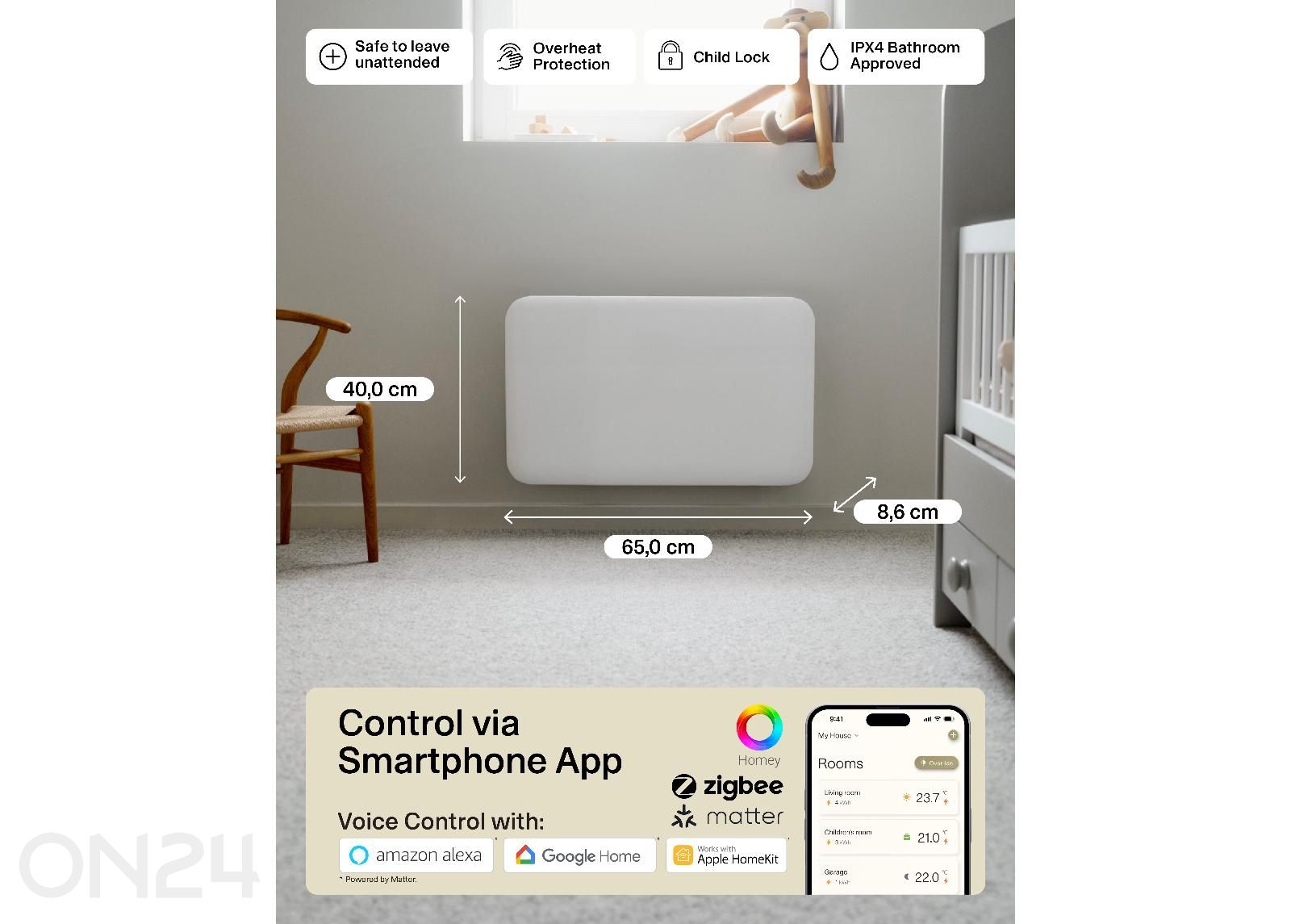 Электрический радиатор Mill Invisible Smart WiFi Gen.4 PA700WIFI4 увеличить размеры