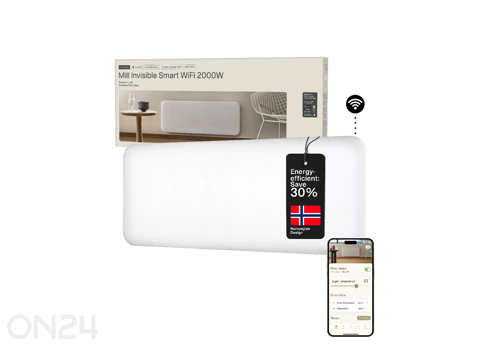 Электрический радиатор Mill Invisible Smart WiFi Gen4 PA2000WIFI4 увеличить