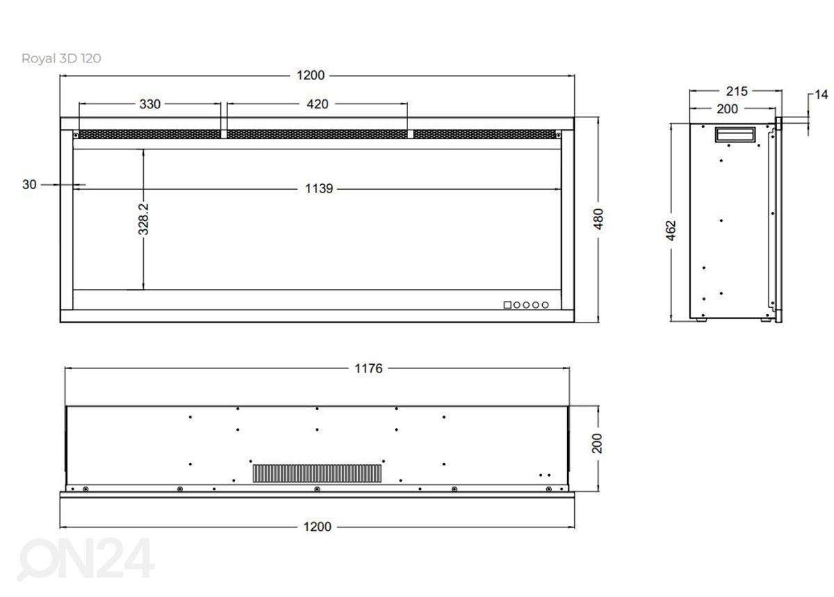 Электрокамин Aflamo Royal 3D 120 увеличить размеры