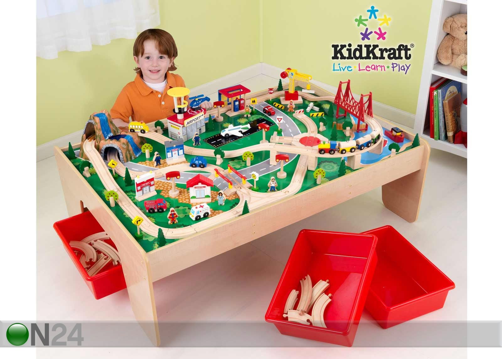 KidKraft Железнодорожная игра из 120 частей со столом увеличить