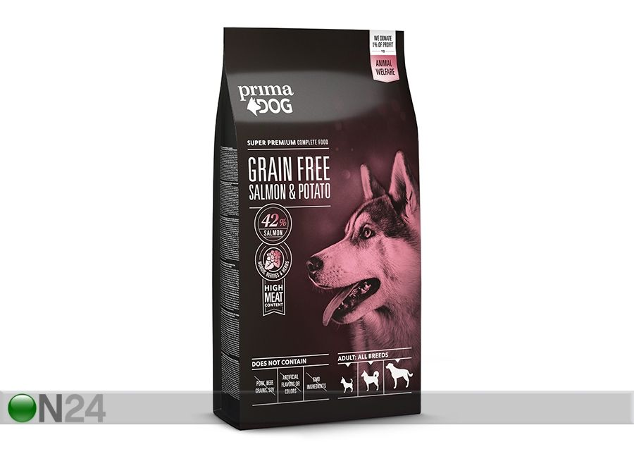 PrimaDog беззерновой корм для взрослых собак, с лососем и картофелем, 10 кг увеличить