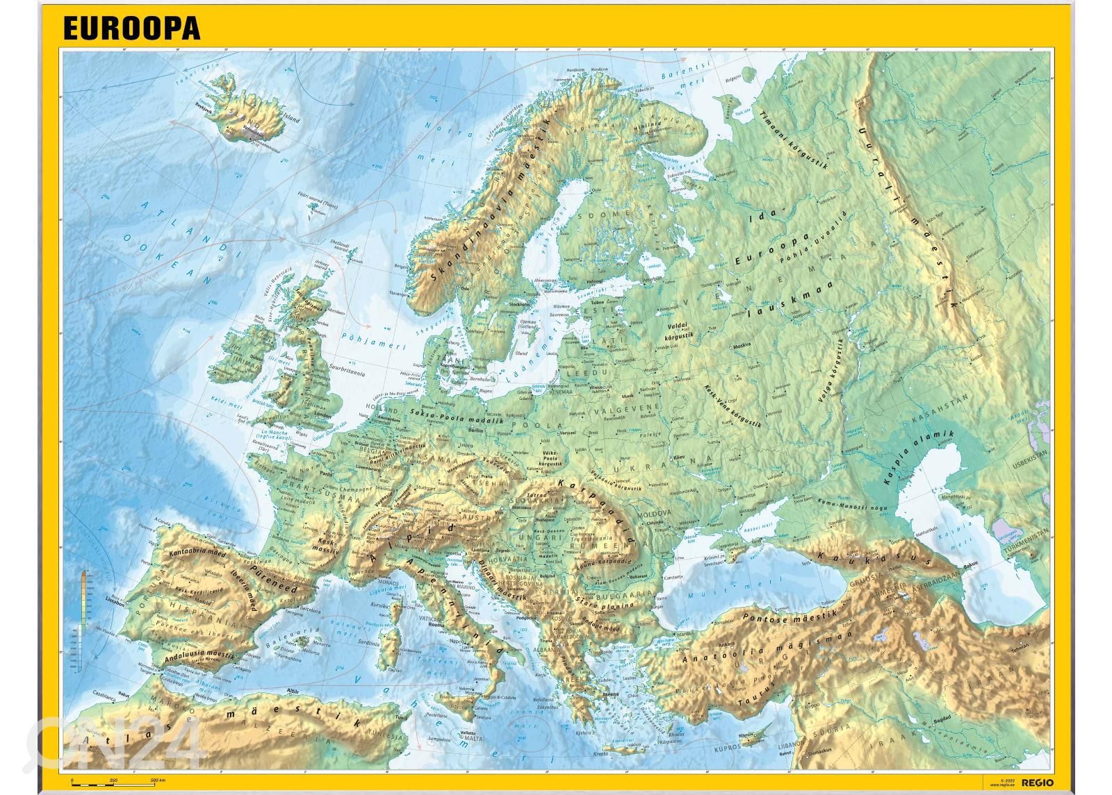 Regio общая географическая настенная карта Европы увеличить