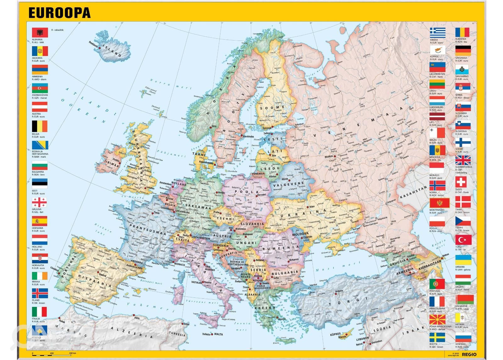 Regio политическая настенная карта Европы увеличить