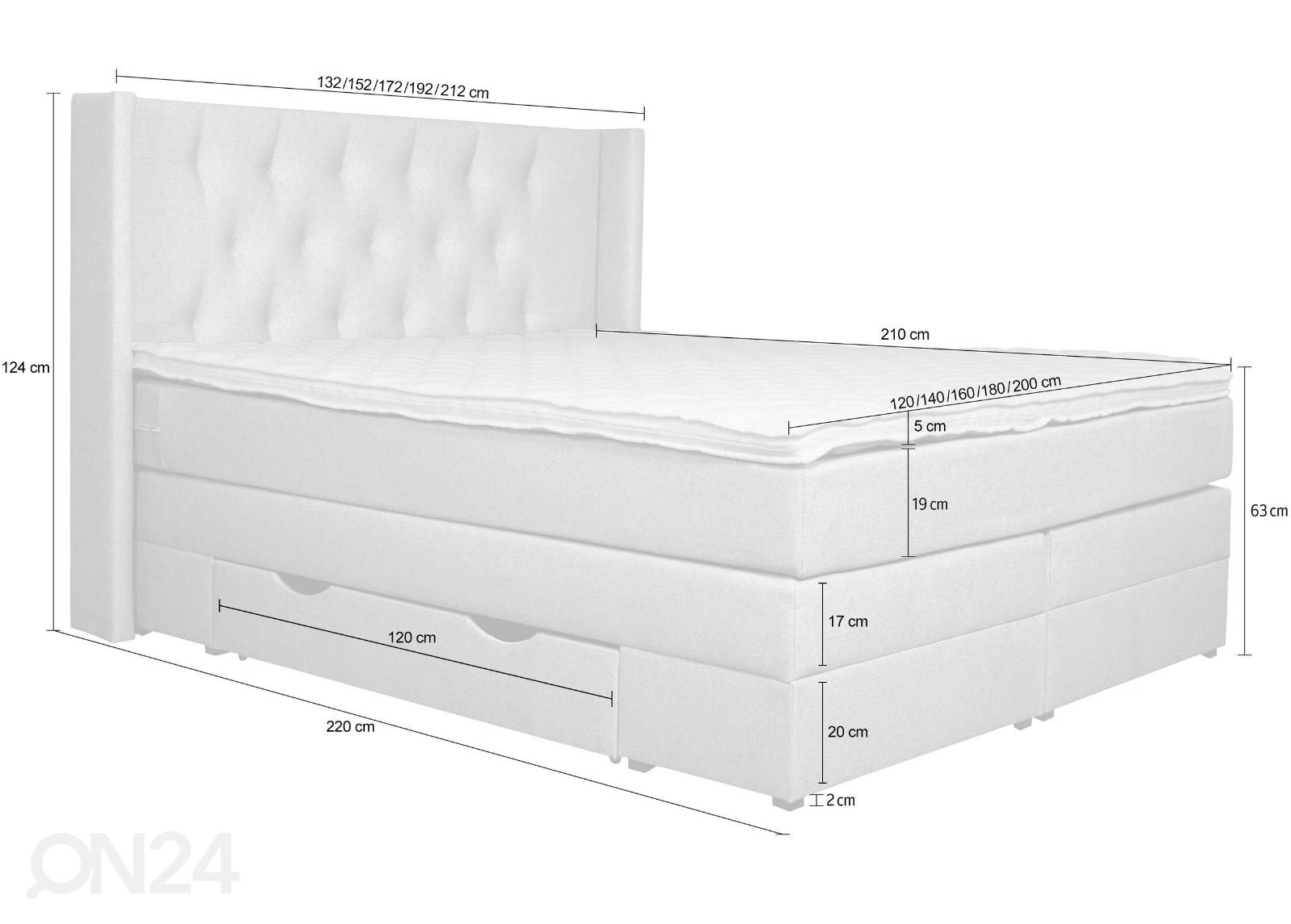 Sime Beds Континентальная кровать с ящиками Sanna 140x210 см увеличить размеры