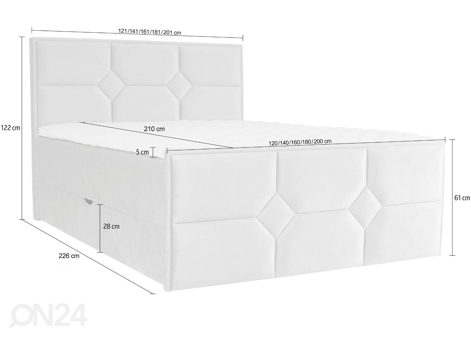 Sime Beds Континентальная кровать с ящиком Helena Mosaiik 200x210 см увеличить размеры