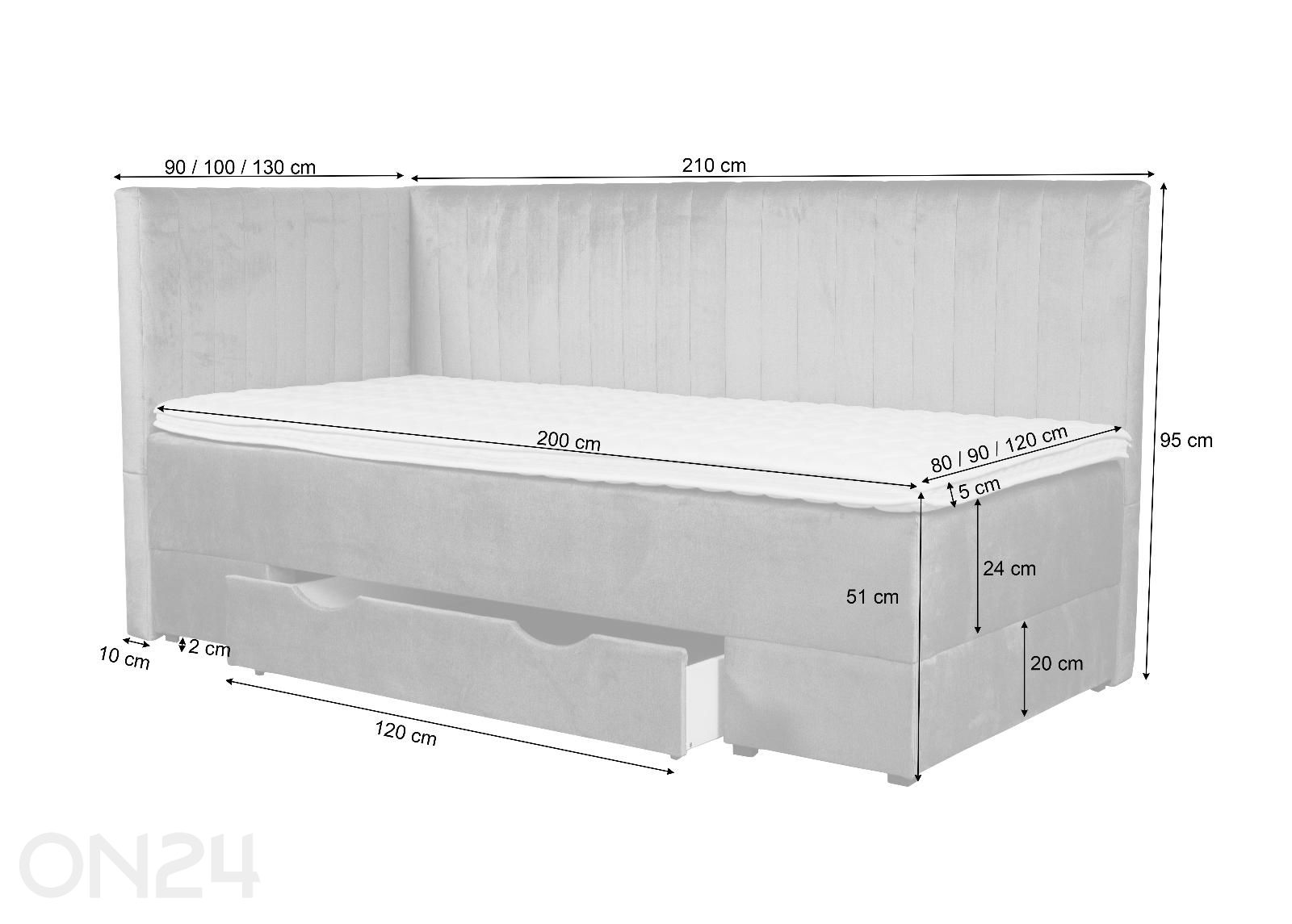 Sime Beds кровать с ящиком для белья Nora 80x200 см увеличить размеры