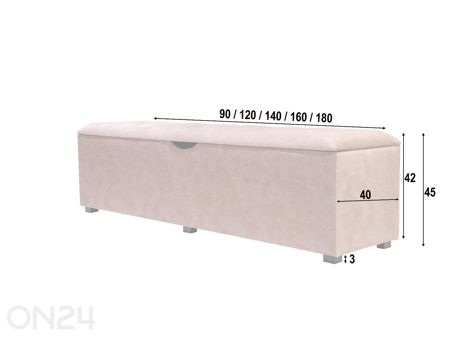 Sime Beds пуф с ящиком для хранения LINEA Nööp 120 см увеличить размеры