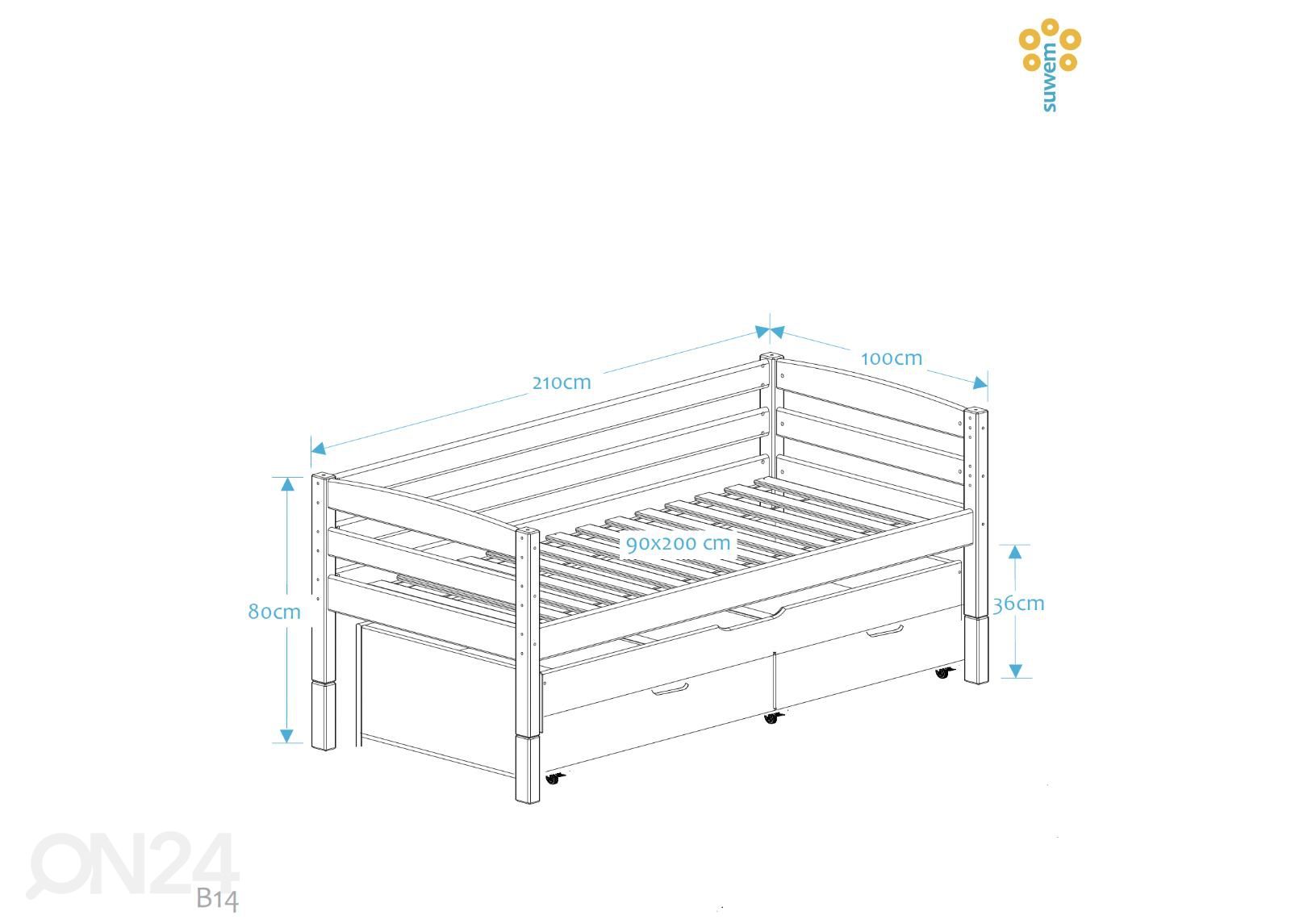 Suwem кровать Fantazy 90x200 cm, с перегородками и дополнительной кроватью с ящиками увеличить размеры