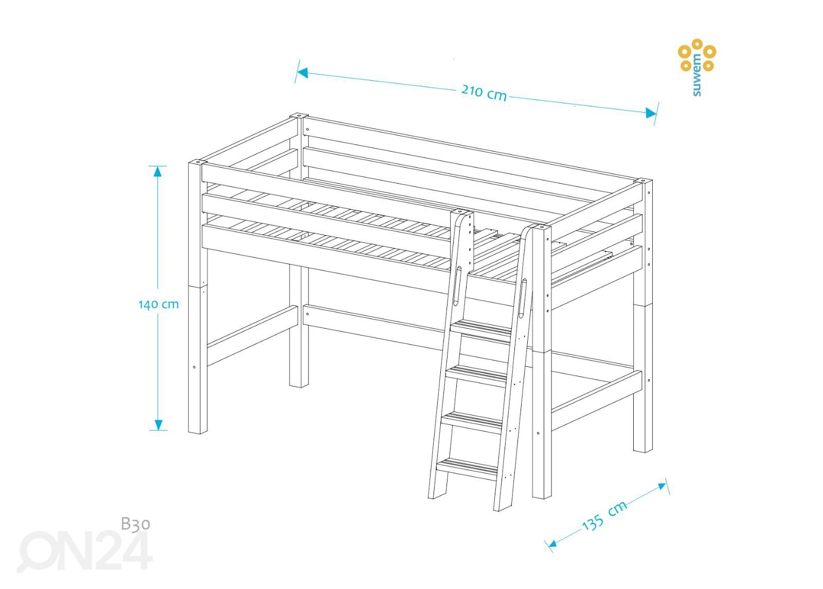 Suwem полувысокая двухъярусная кровать Fantazy 90x200 cm увеличить размеры