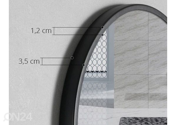 Зеркало с полкой Ø70 cm, чёрный размеры