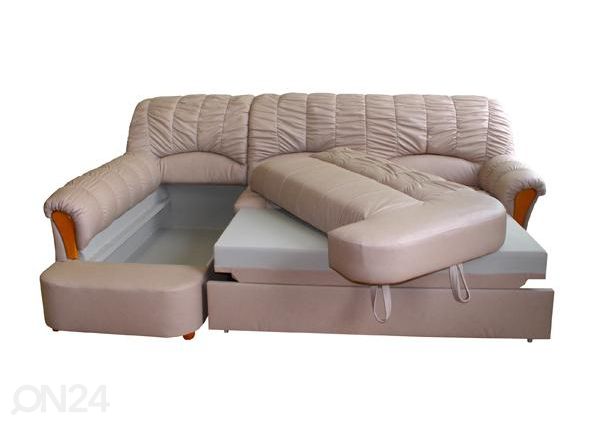 Кожаный угловой диван-кровать с ящиком