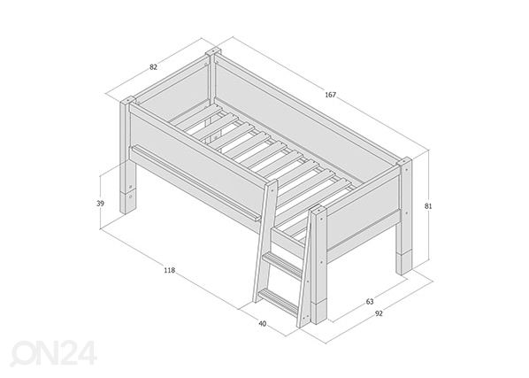 Полувысокая кровать Jerwen 70x160 см