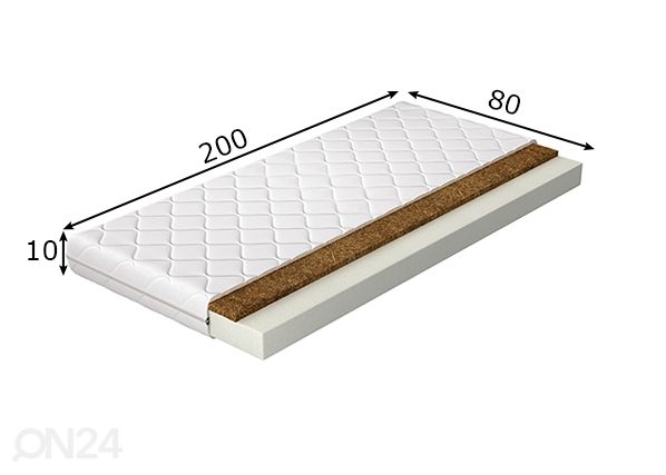 Поролоновый матрас Luna 80x200 cm размеры