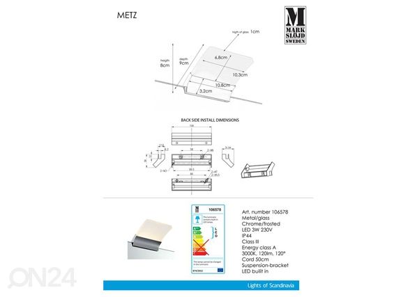 Светильник для зеркала Metz