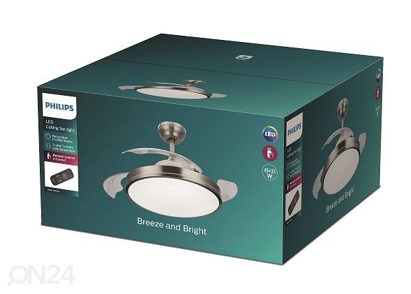 Светильник Philips Atlas SSW с выдвижным вентилятором и пультом дистанционного управления, никель