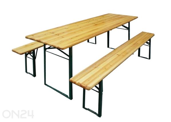 Складная садовая мебель, стол 70x220 см + 2 скамьи