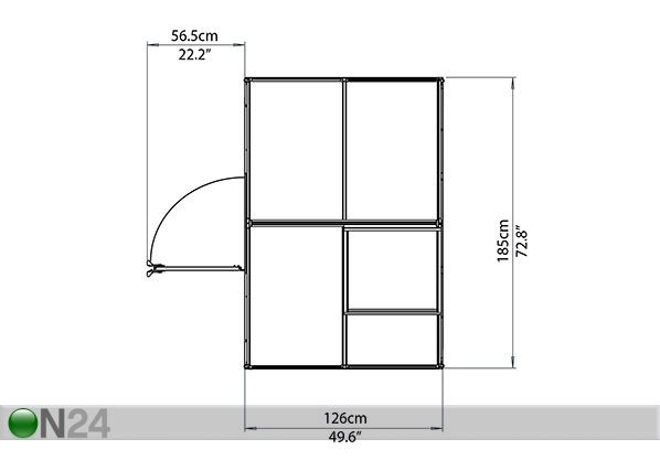 Теплица Palram Hybrid 1,85x1,26 m, 2,33 м²