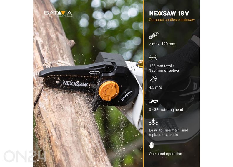 Аккумуляторная цепная пила Batavia 18V Nexxsaw V3 6" для работы одной рукой, без аккумулятора и зарядного устройства увеличить