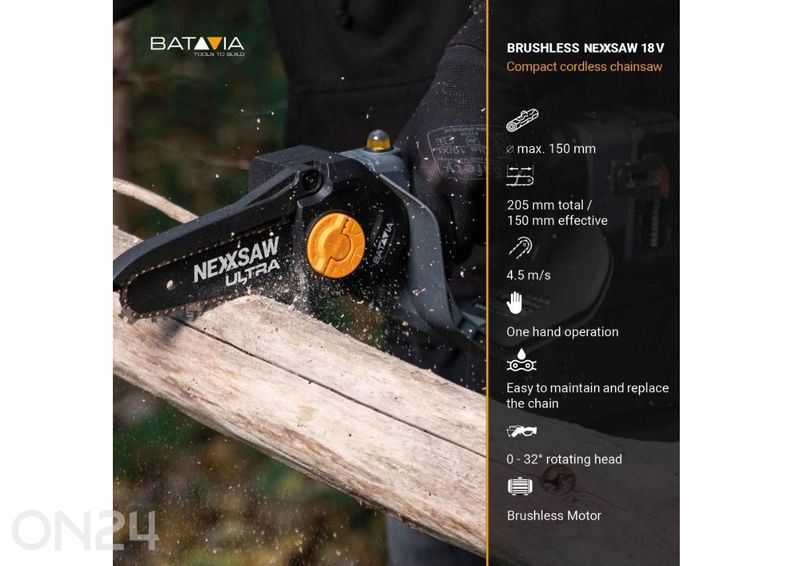 Аккумуляторная цепная пила Batavia 18V Nexxsaw V3 Ultra для работы одной рукой, без аккумулятора и зарядного устройства увеличить