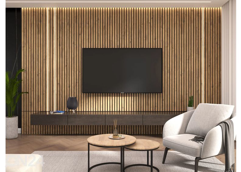 Акустическая стеновая панель из массива дерева 240x60 cm увеличить