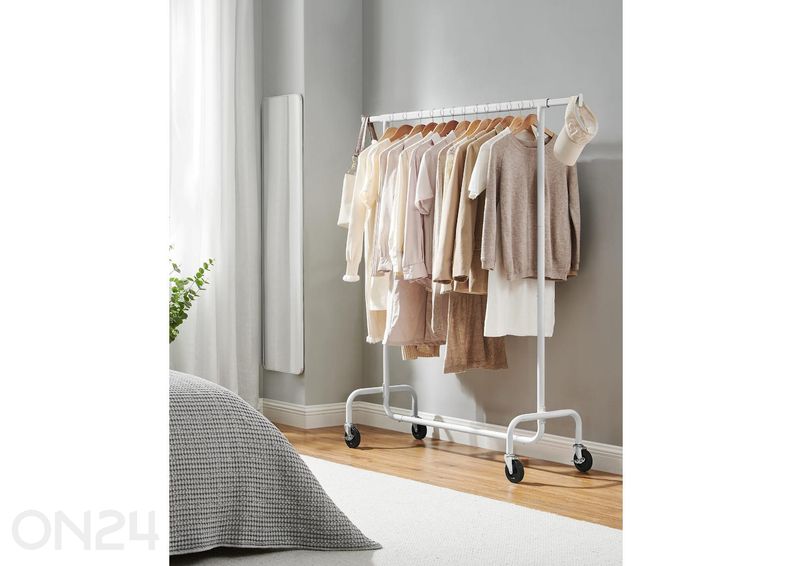Вешалка для одежды на колесах, белая увеличить