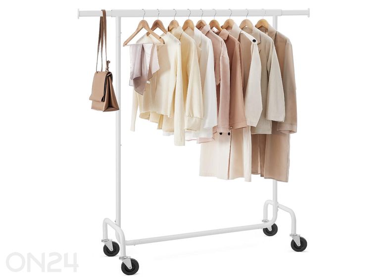 Вешалка для одежды на колесах, белая увеличить
