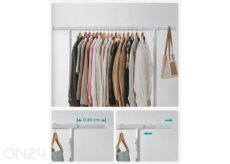 Вешалка для одежды на колесах, белая увеличить