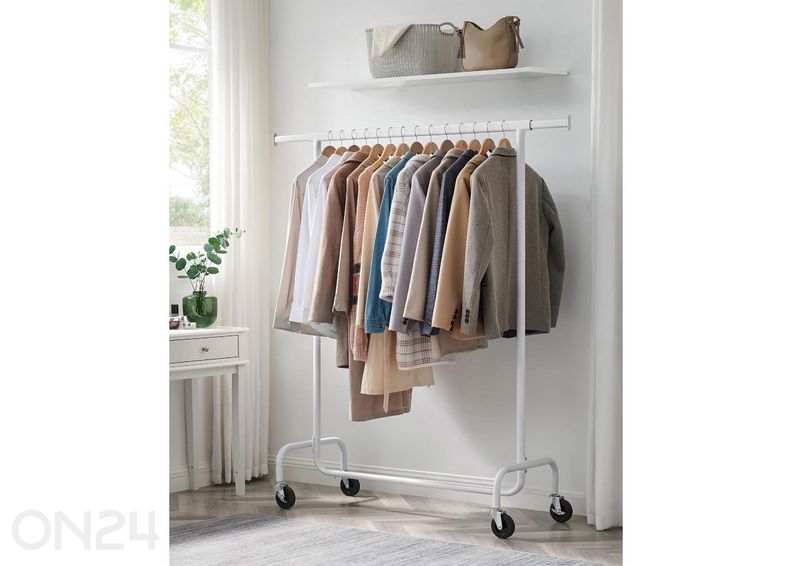 Вешалка для одежды на колесах, белая увеличить
