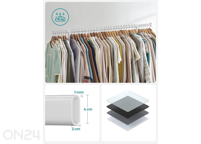 Вешалка для одежды на колесах, белая увеличить