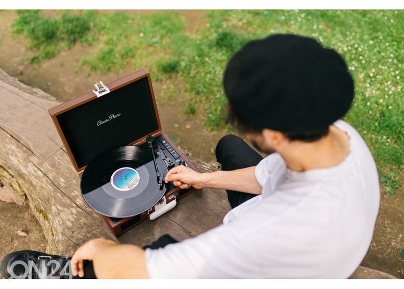 Виниловый проигрыватель в футляре Lenco, бело-коричневый увеличить