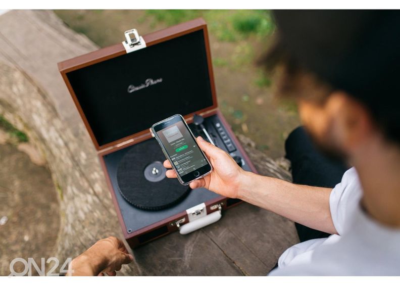 Виниловый проигрыватель в футляре Lenco, бело-коричневый увеличить