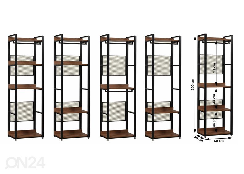 Гардеробная система (4 полки+ 2 штанги) 60x200 cm увеличить