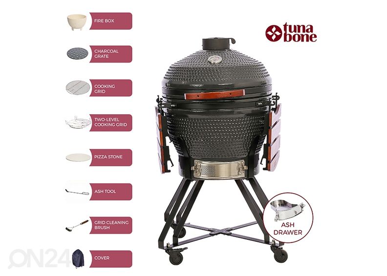 Гриль TunaBone Kamado Pro TBG24GRAY-02, 24", темно-серый увеличить