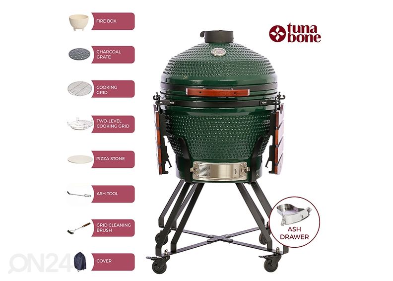Гриль TunaBone Kamado Pro TBG24GREEN-02, 24", зеленый увеличить
