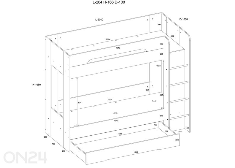 Двухъярусная кровать Бланк 80x200 см увеличить