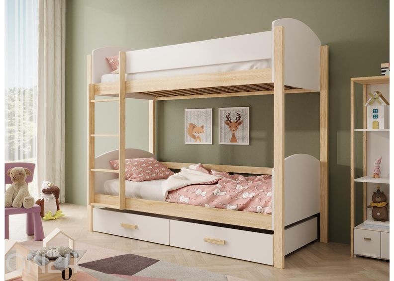 Двухъярусная кровать с матрасами Jori 90x200 см увеличить
