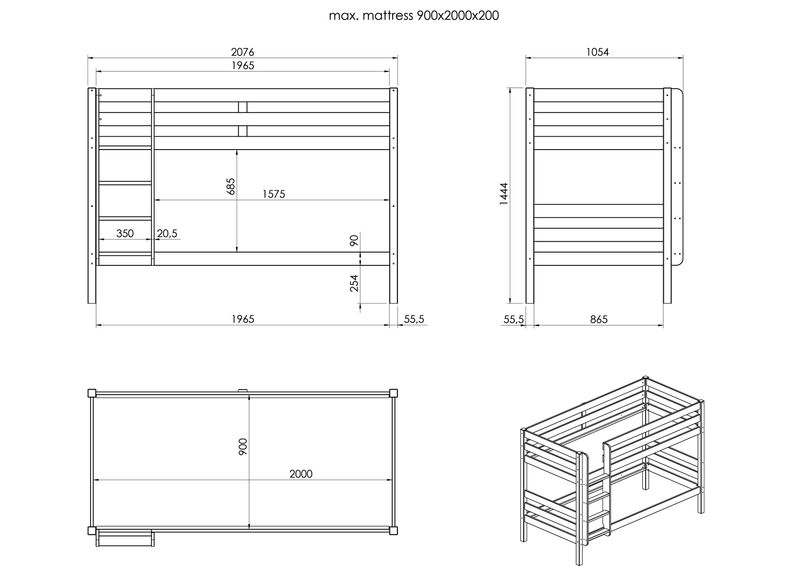 Двухъярусная кровать 90x200 cm увеличить