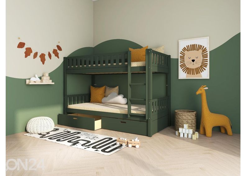 Двухъярусная кровать THUKA Viggo 2-местная с ящиками, зеленая увеличить