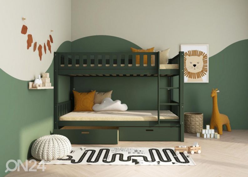 Двухъярусная кровать THUKA Viggo 2-местная с ящиками, зеленая увеличить