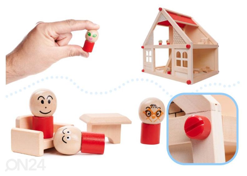 Деревянный кукольный домик + мебель и куклы увеличить