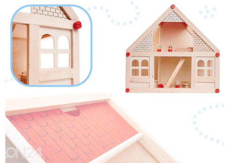 Деревянный кукольный домик + мебель и куклы увеличить