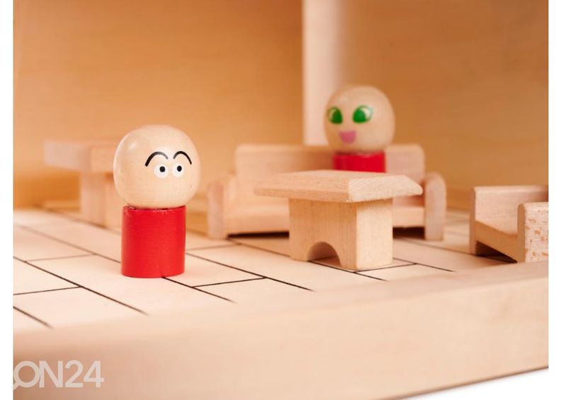 Деревянный кукольный домик + мебель и куклы увеличить