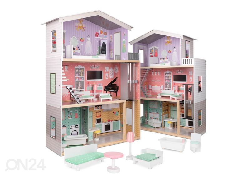 Деревянный кукольный домик + мебель 114 см увеличить