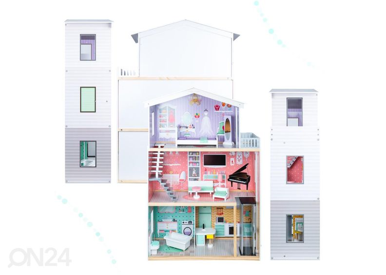 Деревянный кукольный домик + мебель 114 см увеличить