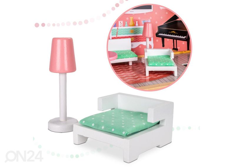 Деревянный кукольный домик + мебель 114 см увеличить