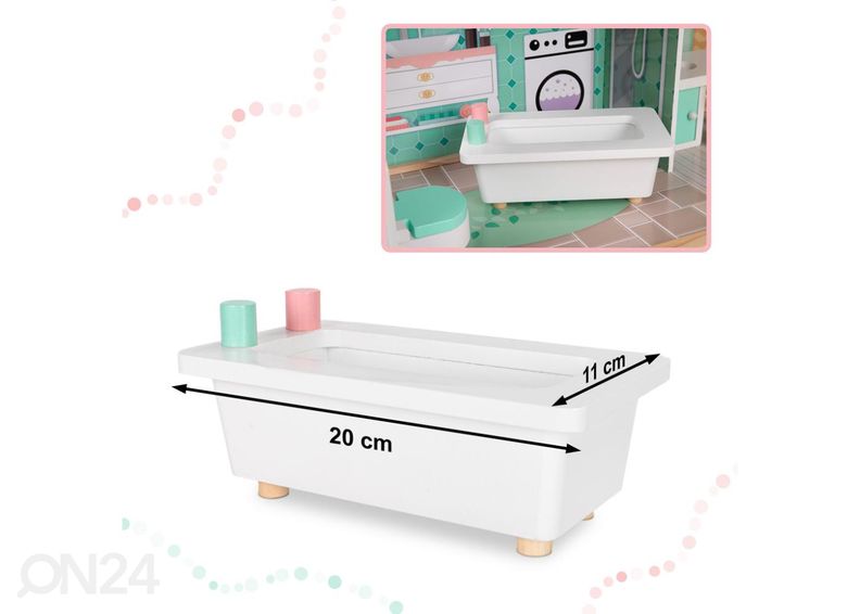 Деревянный кукольный домик + мебель 114 см увеличить